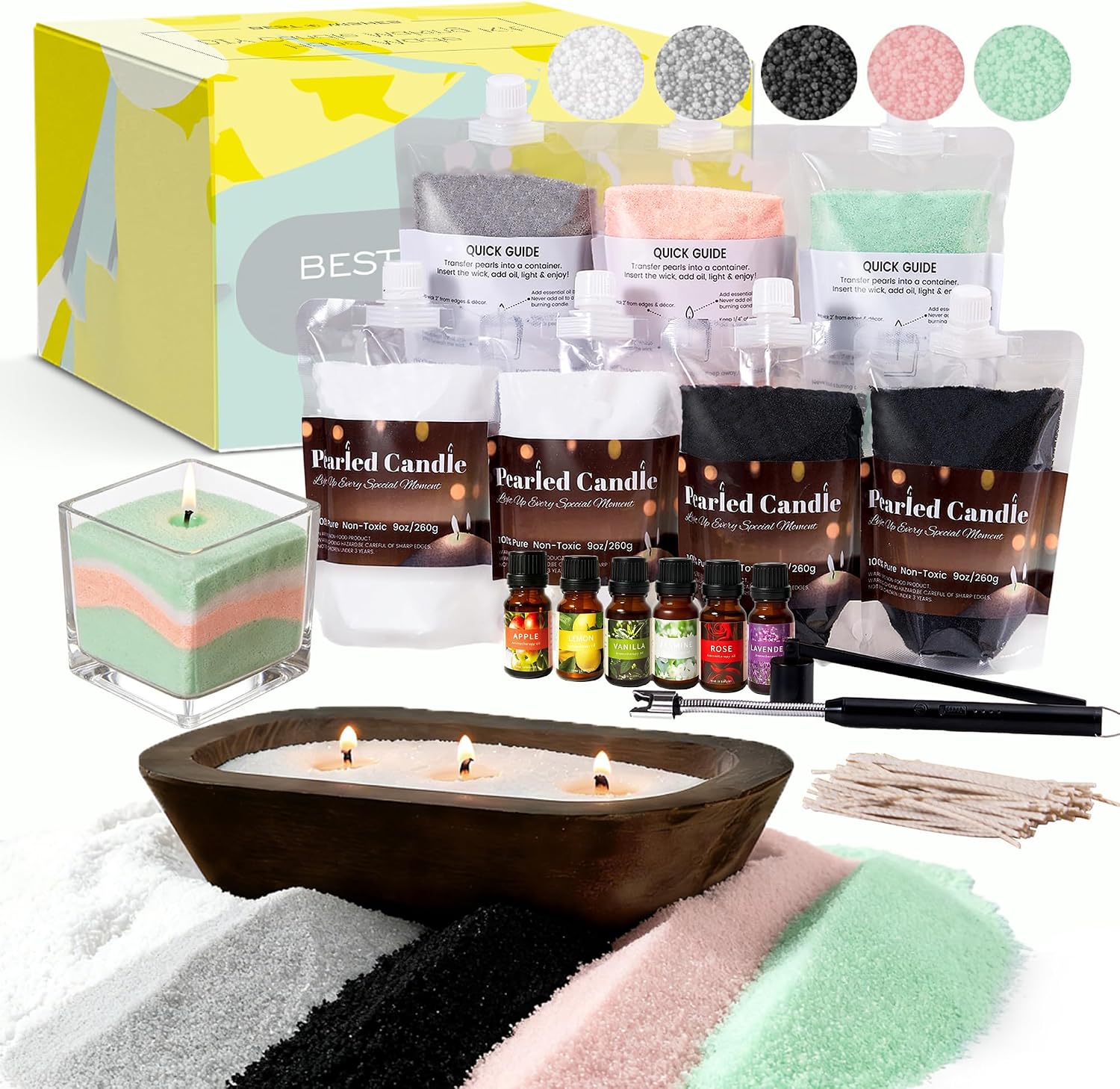 Home Fragrance Candles - 64 أونصة رمل شمعي لؤلؤي مع