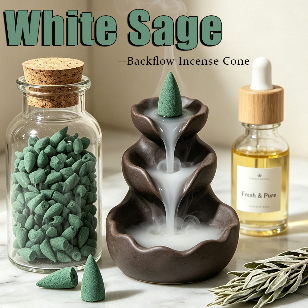 Home Fragrance Candles - أقماع بخور برائحة المريمية البيضاء، عطر