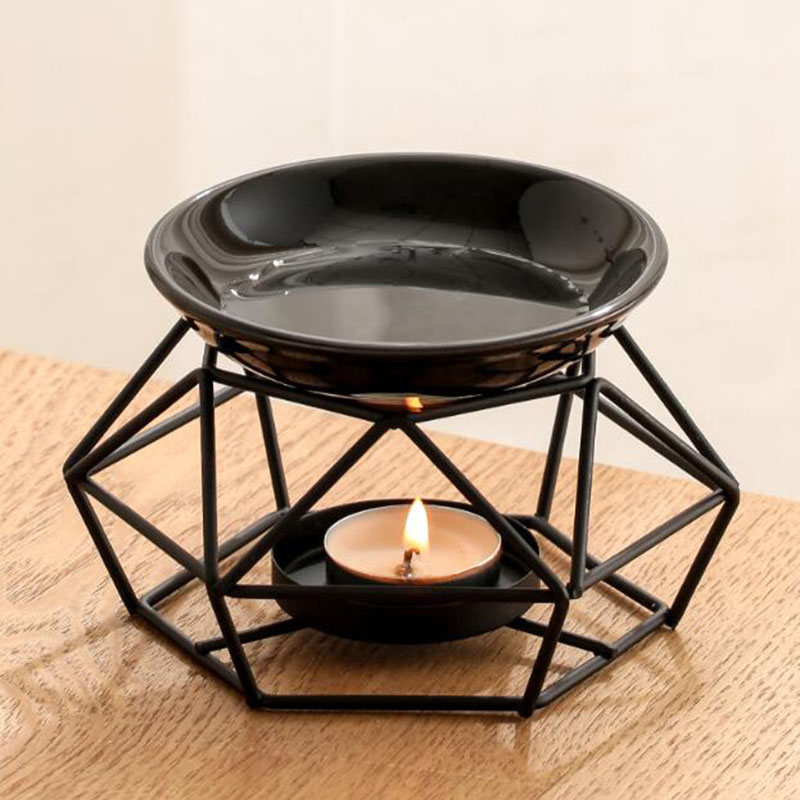 Home Fragrance Oils For Oil Burners - وعاء سيراميك رف حديد أسود اللون